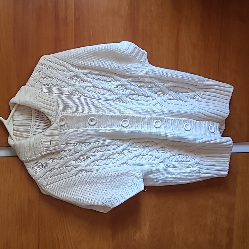 Women's sweater XL short sleeve cardigan Off white/cream